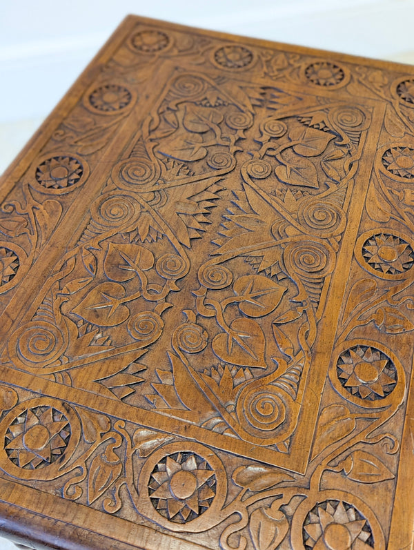 Antique Fruitwood Carved Side Table c.1900
