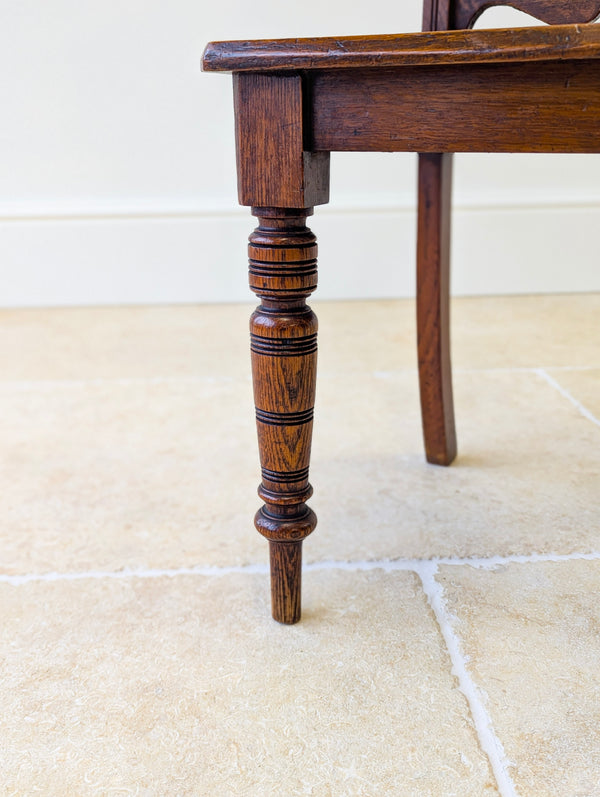 Antique Victorian Oak Hall Chair c.1890