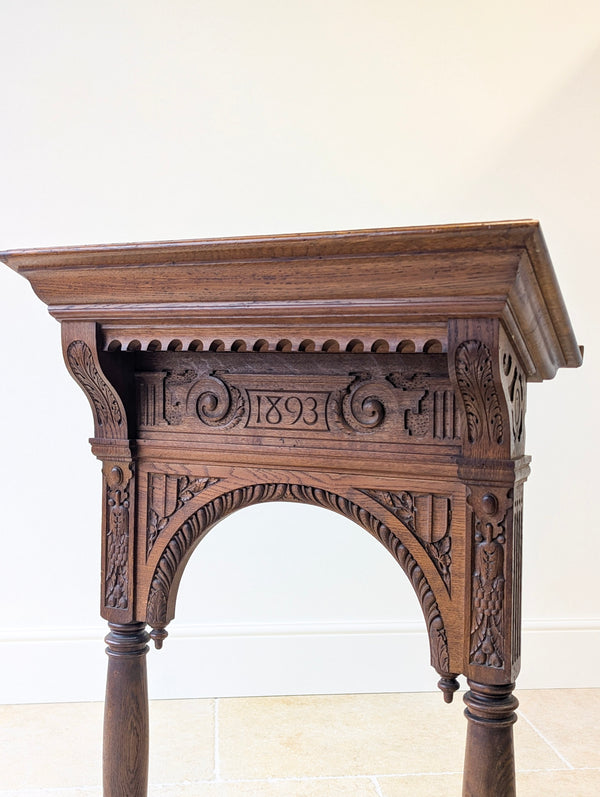 Antique Victorian Gothic Revival Oak Lectern c.1893
