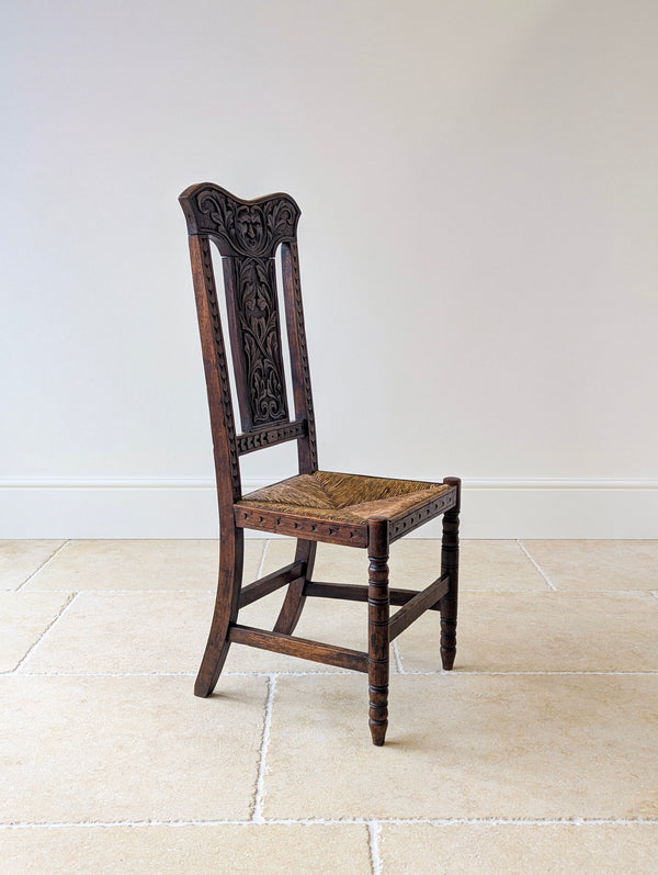 Antique Victorian Carved Oak Green Man Side Chair c.1890