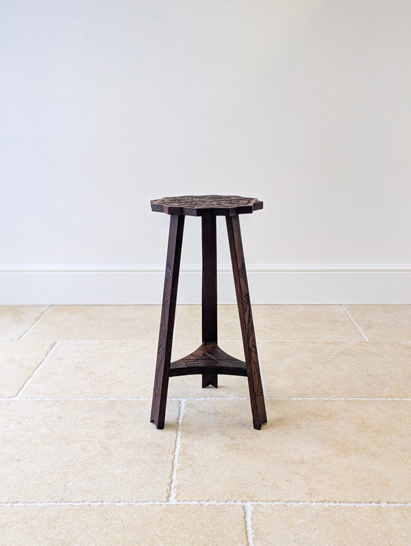 Antique Early 20th Century Carved Oak Commemorative Occasional Table c.1920