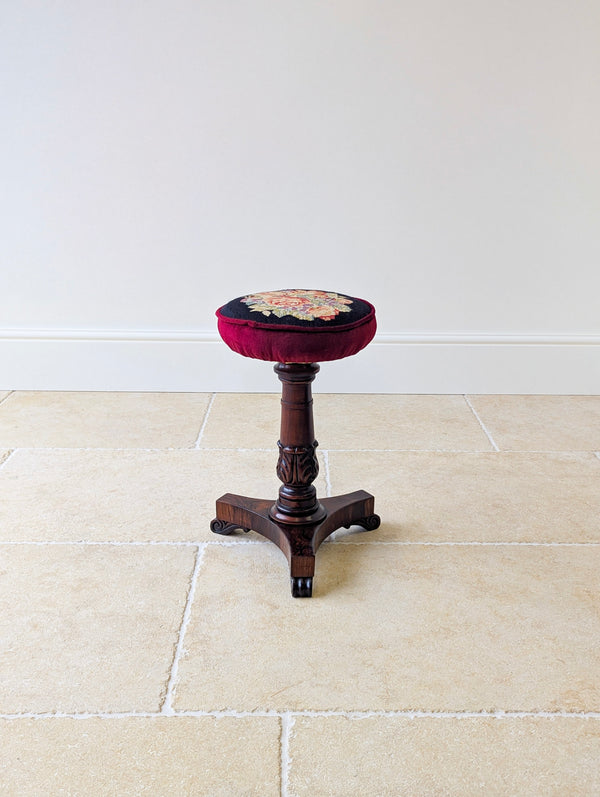 Antique William IV Rosewood Adjustable Piano Stool c.1830