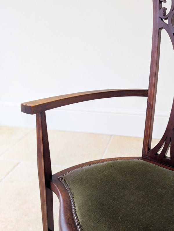 Antique Edwardian Mahogany Elbow Chair c.1910