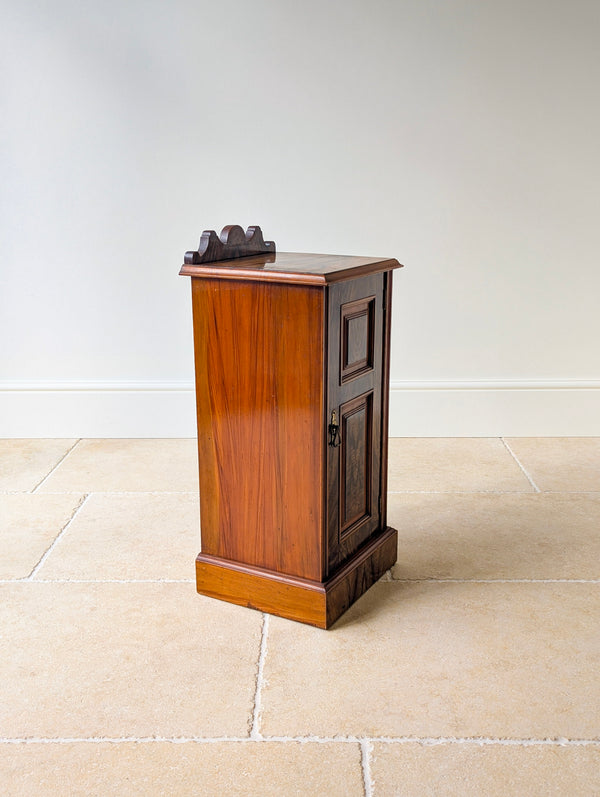 Antique Victorian Mahogany & Exotic Hardwood Bedside Cupboard c.1890