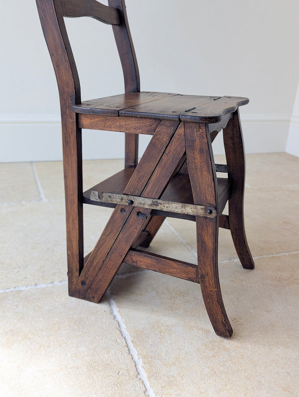 Antique Victorian Oak Metamorphic Library Chair / Steps c.1895