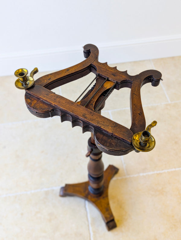 Antique William IV Mahogany Lyre-Form Music Stand c.1830