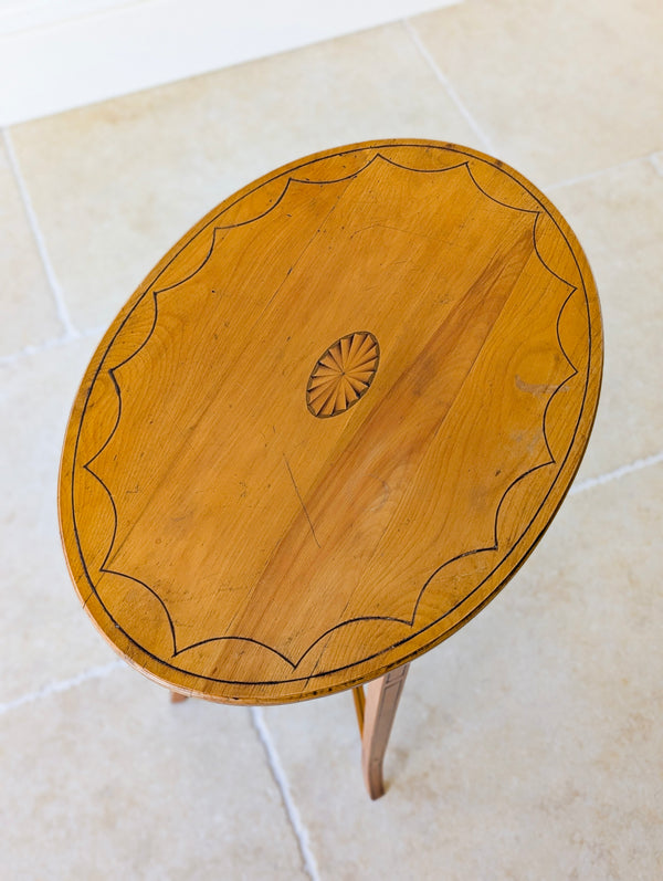 Antique Edwardian Satinwood Oval Occasional Table c.1900