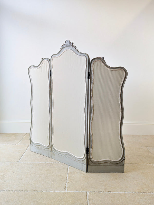 Antique Napoleon III Painted Three-Fold Room Screen c.1860