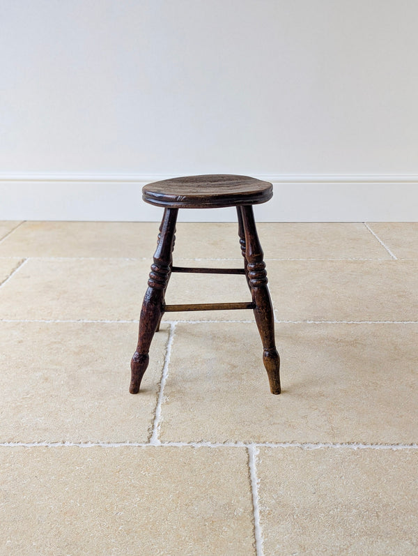 Antique Early Victorian Elm & Beech Country Stool c.1850