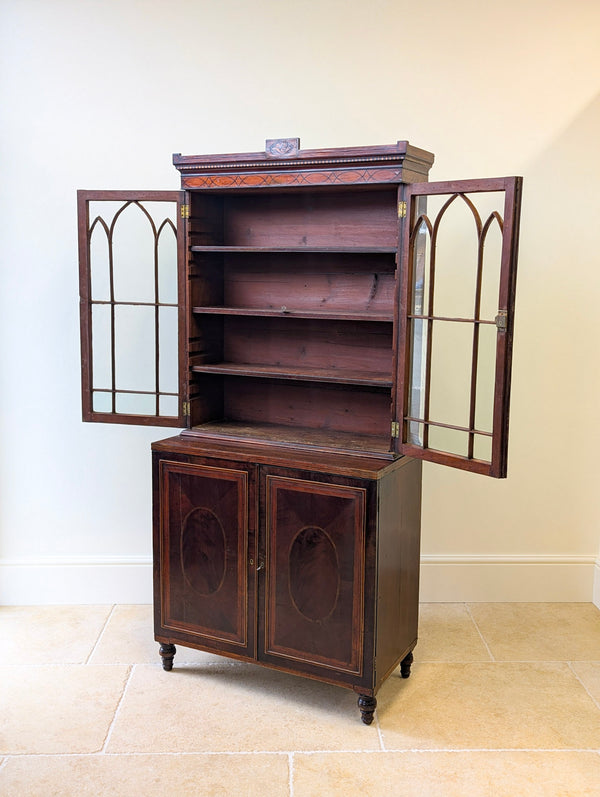 Antique Georgian Mahogany Bookcase Cabinet c.1800