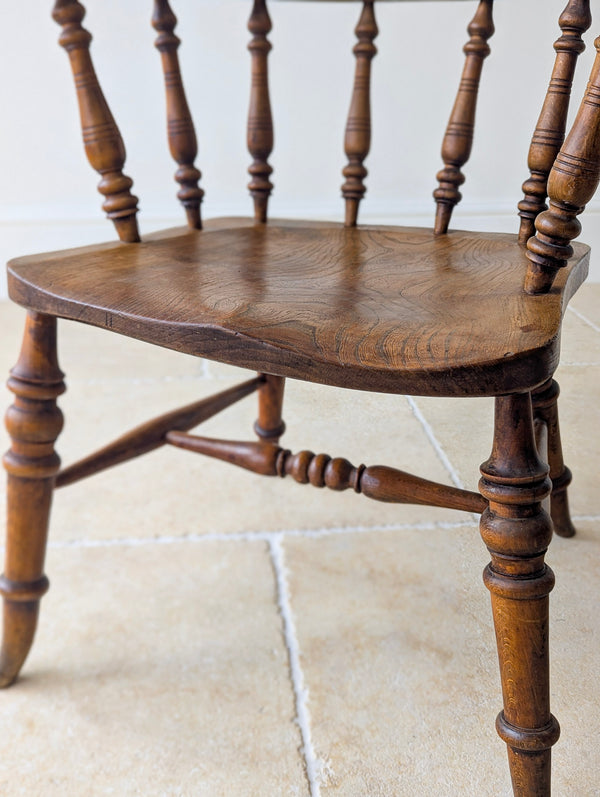 Antique Late Victorian Elm & Beech Captain's Desk Chair c.1880