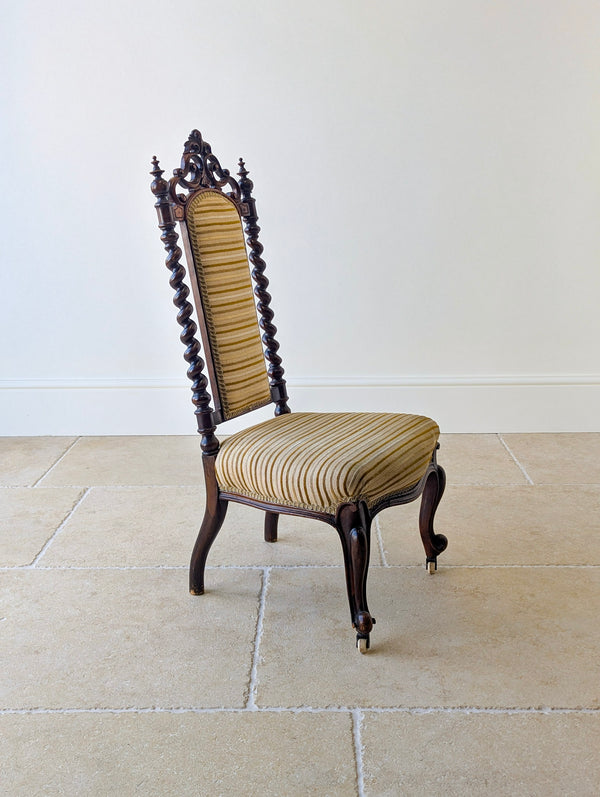 Antique Mid-Victorian Walnut High-Back Parlour Chair c.1850