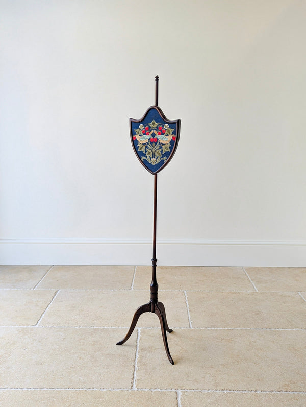 Antique George III Mahogany Tripod Pole Screen c.1800