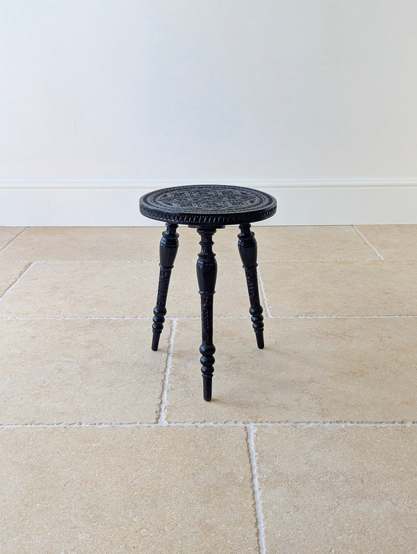 Antique Victorian Ebonised Chip-Carved Occasional Table c.1890