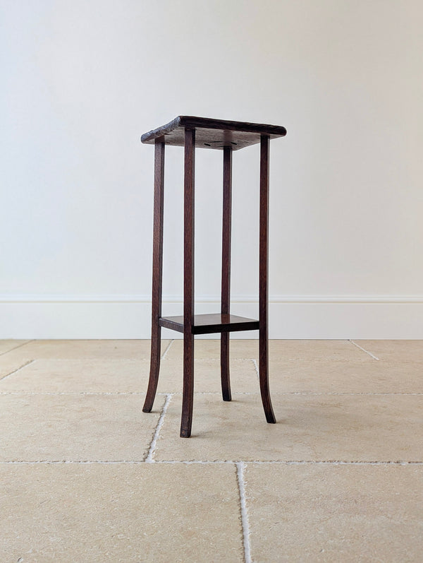 Antique Edwardian Arts & Crafts Oak Two-Tier Plant Stand c.1905