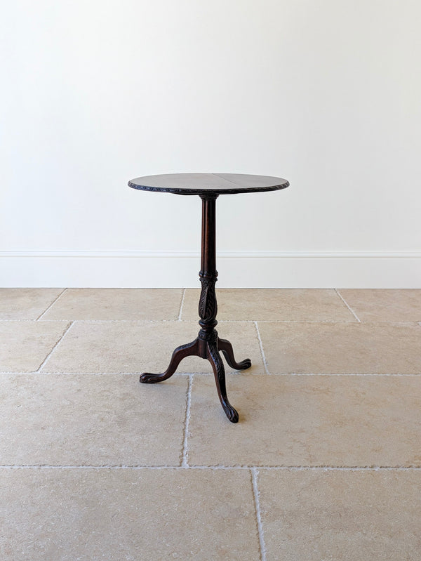 Antique Chippendale Revival Mahogany Tripod Wine Table With Detachable Top c.1890