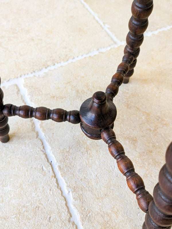 Antique Victorian Carved Oak Tripod Stool c.1890