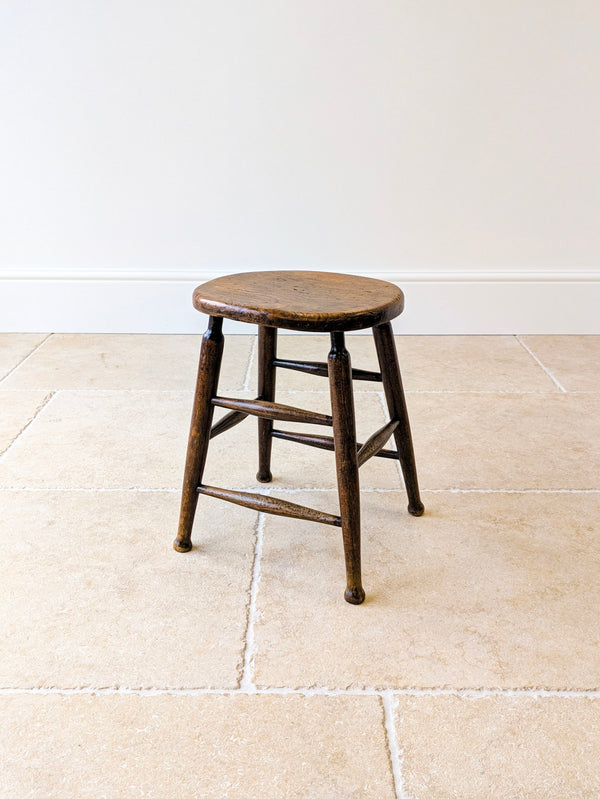Antique Victorian Elm & Beech Country Stool c.1890