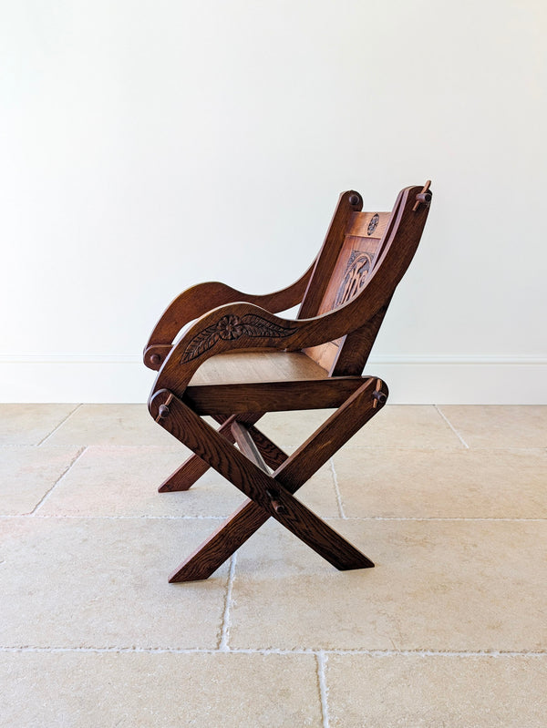 Antique Edwardian Oak Glastonbury Chair c.1910