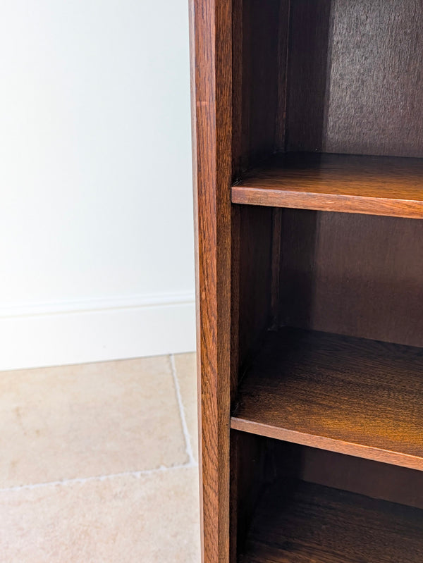Antique Edwardian Arts & Crafts Oak Narrow Bookcase c.1910