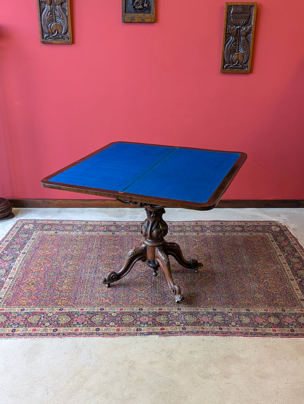 Antique Victorian Rosewood Fold Over Card Table