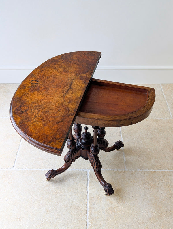 Antique Victorian Burr Walnut Card Table c.1870