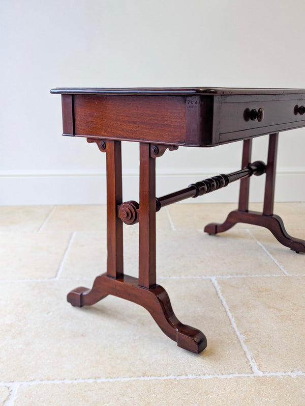 Antique Early Victorian Irish Mahogany Library Table by J. Kerr & Co c.1850