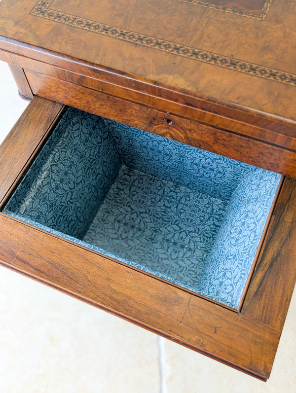 Antique Victorian Burr Walnut Work & Games Table c.1870