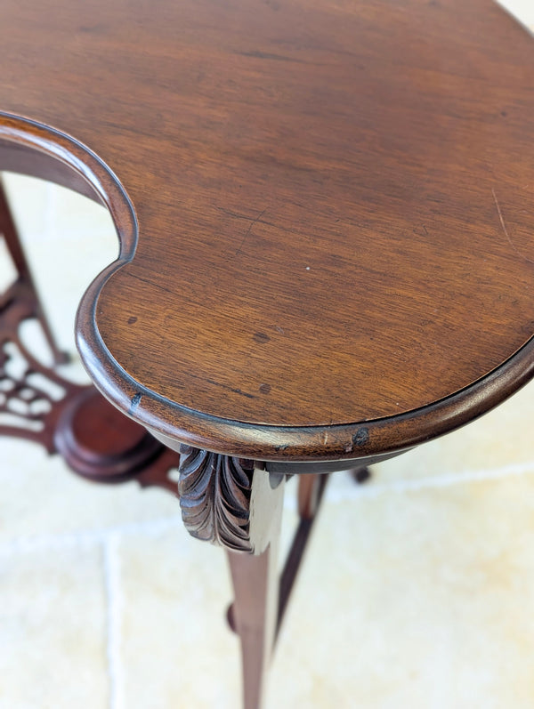 Antique Art Nouveau Mahogany Side Table with Shaped Top c.1900
