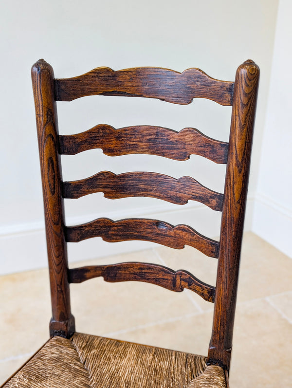Set of Four Antique Georgian Oak Ladderback Dining Chairs c.1800