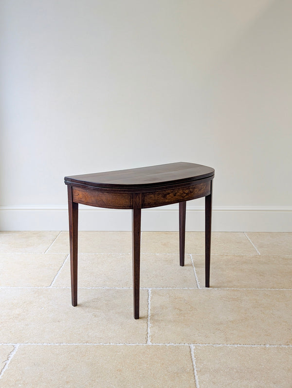 Antique Georgian Plum Pudding Mahogany Fold-Over Tea Table c.1790
