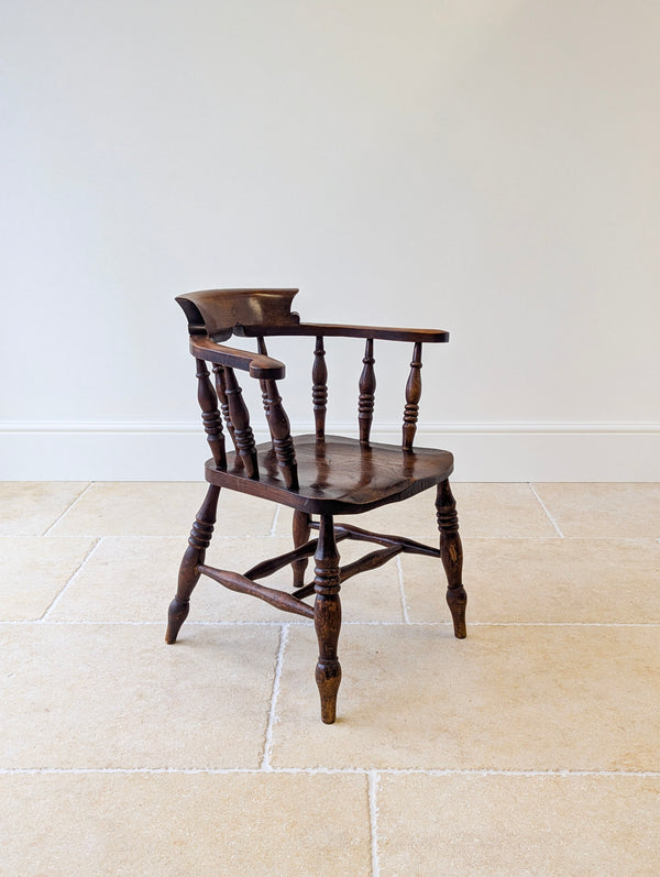 Antique Edwardian Elm & Beech Captain’s Chair c.1910
