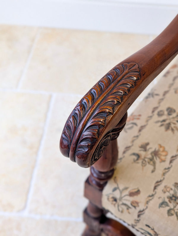 Pair of Antique Late Victorian Walnut Armchairs c.1890