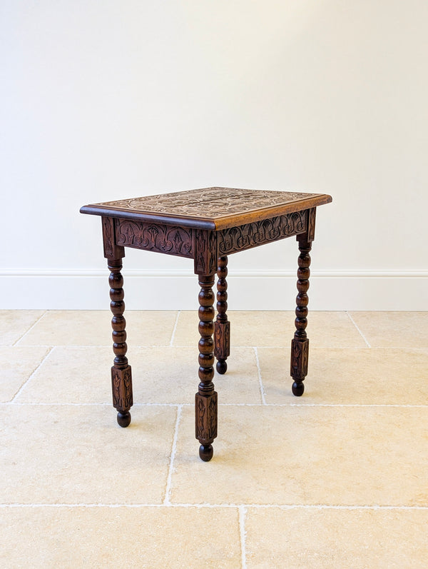 Antique Fruitwood Carved Side Table c.1900