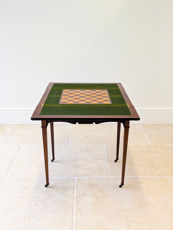 Antique Edwardian Mahogany Chess, Card & Games Table c.1910