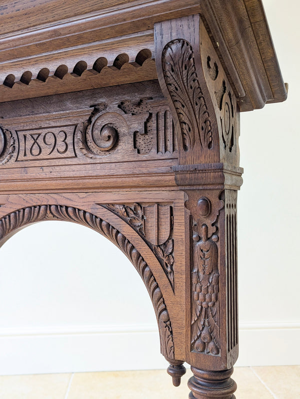 Antique Victorian Gothic Revival Oak Lectern c.1893