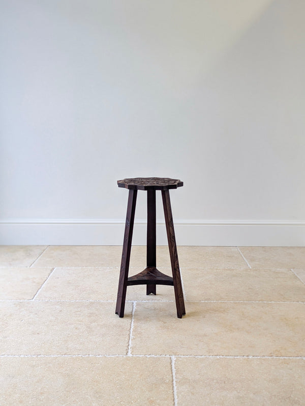 Antique Early 20th Century Carved Oak Commemorative Occasional Table c.1920