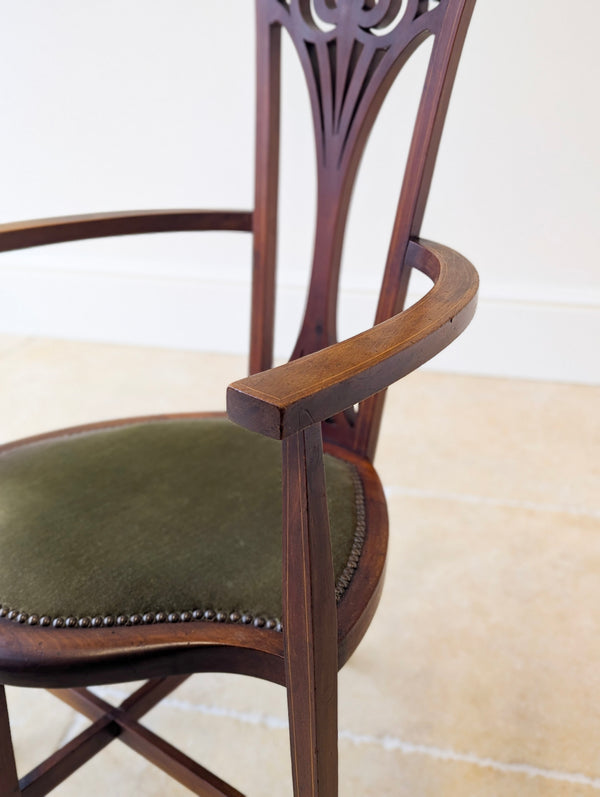 Antique Edwardian Mahogany Elbow Chair c.1910
