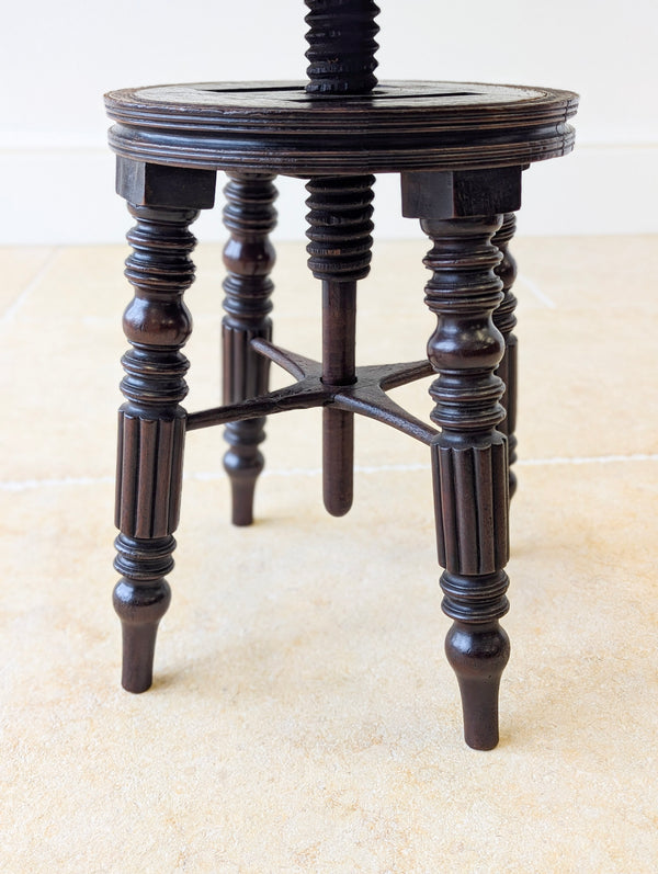 Antique Victorian Mahogany Adjustable Piano Stool c.1870