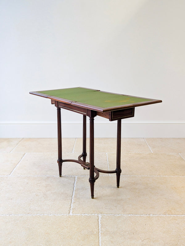 Antique Victorian Mahogany Triple-Top Folding Card Table c.1880