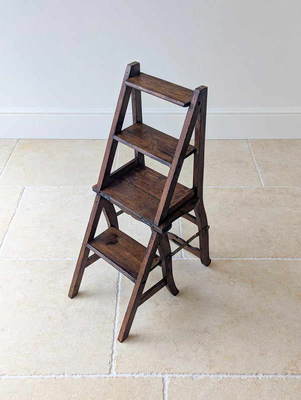 Antique Victorian Oak Metamorphic Library Chair / Steps c.1895