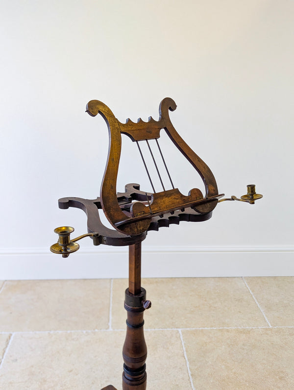 Antique William IV Mahogany Lyre-Form Music Stand c.1830