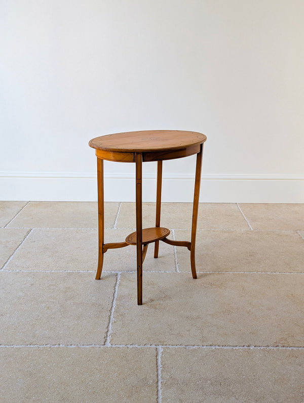 Antique Edwardian Satinwood Oval Occasional Table c.1900