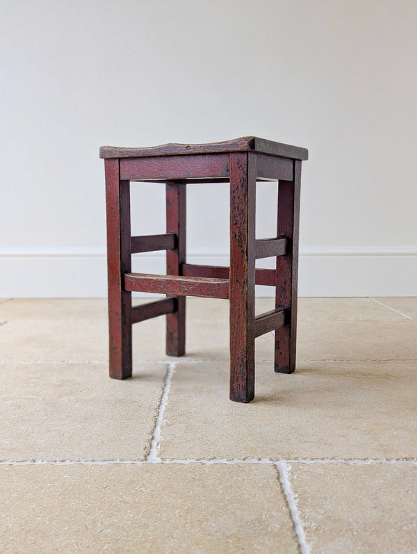 Antique Edwardian Painted Pine Country Stool c.1910
