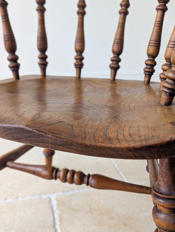Antique Late Victorian Elm & Beech Captain's Desk Chair c.1880
