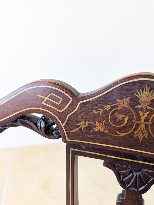 Pair of Antique Edwardian Sheraton Revival Mahogany Salon Chairs c.1905