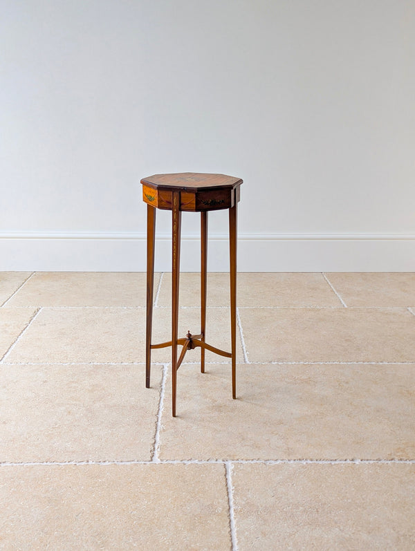 Antique Edwardian Satinwood Sheraton Revival Candle Stand c.1905