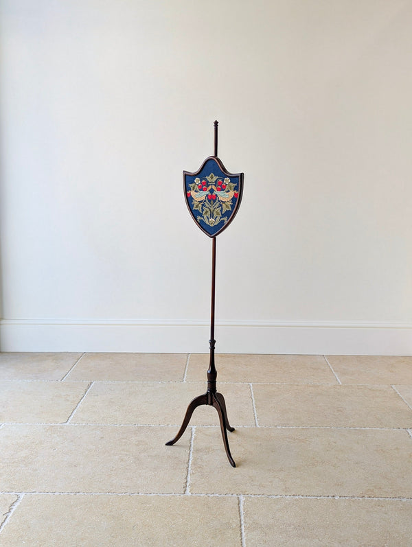 Antique George III Mahogany Tripod Pole Screen c.1800