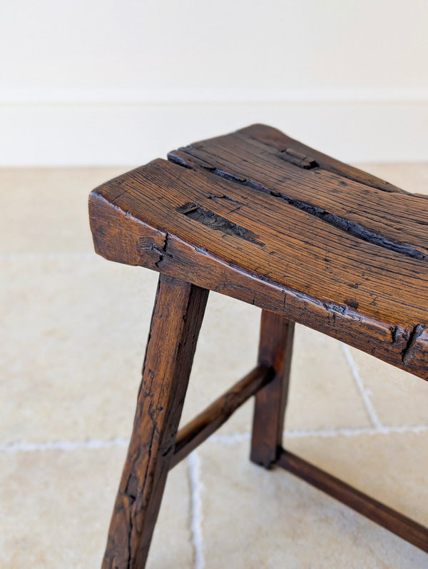 Antique Georgian Oak Vernacular Stool c.1750