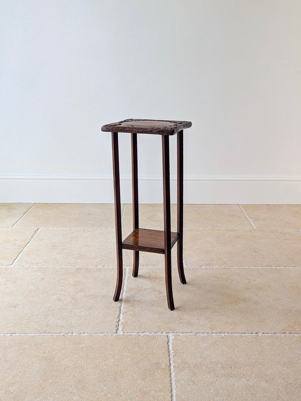 Antique Edwardian Arts & Crafts Oak Two-Tier Plant Stand c.1905
